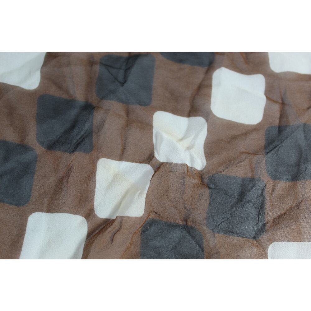 Vintage Burmel pocket square scarf 21"x 20.5" pattern brown white black SILK - Picture 2 of 8
